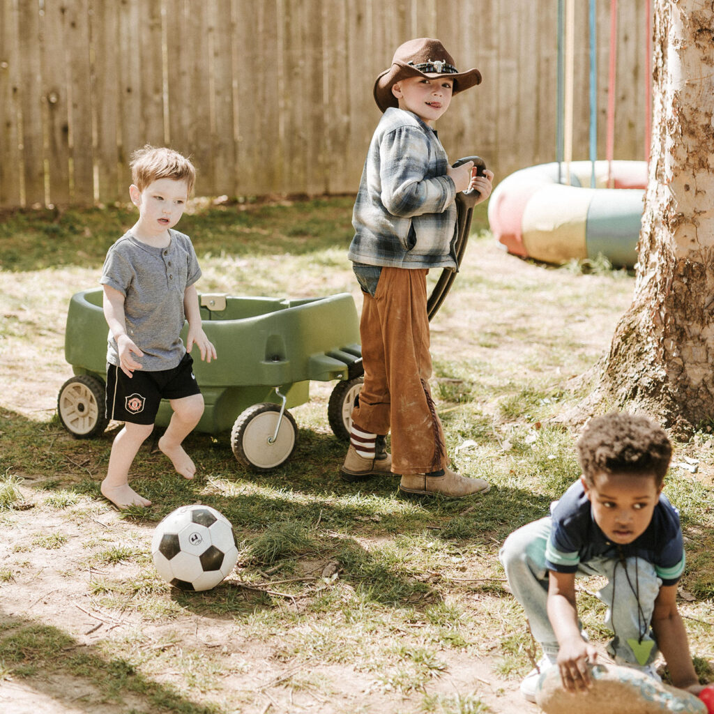 Group of kids playing in yard